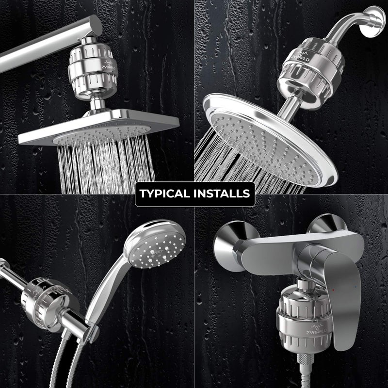 ZYNAFLO 15-Stage Shower Filter for Hard Water, Chlorine and Heavy Metals - Image 5